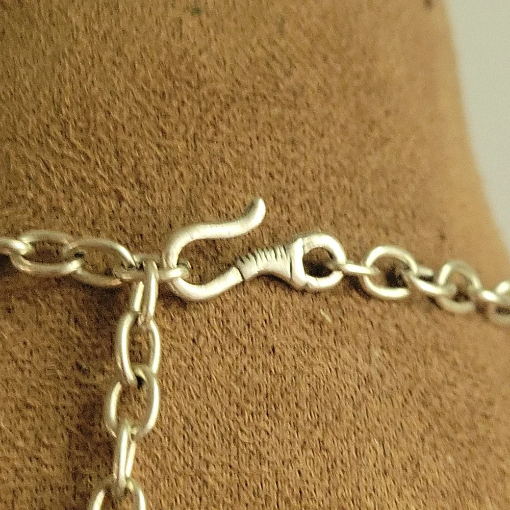 Silver Tone Tribal Triangle Charm Coin Choker Necklace Adjustable Size EthnoCore